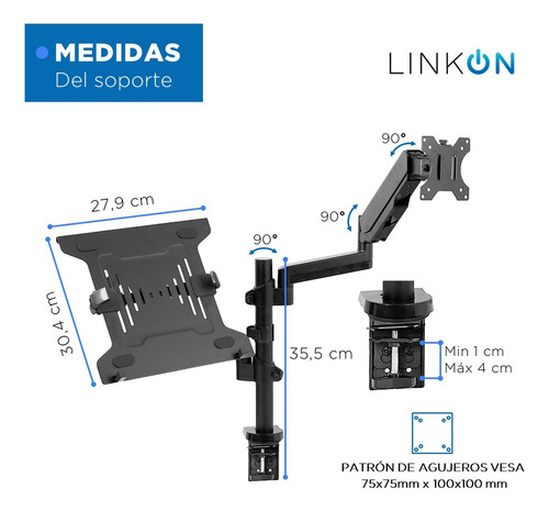 Soporte Brazo Doble Para Monitor Notebook Linkon Escritorio