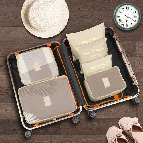 Kit organizador de maletas de viaje, 6 piezas, Necessaire, color azul marino