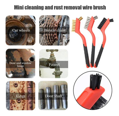 Juego De Cepillos Brush Wire, 3 Piezas, Cerdas De Nailon, La