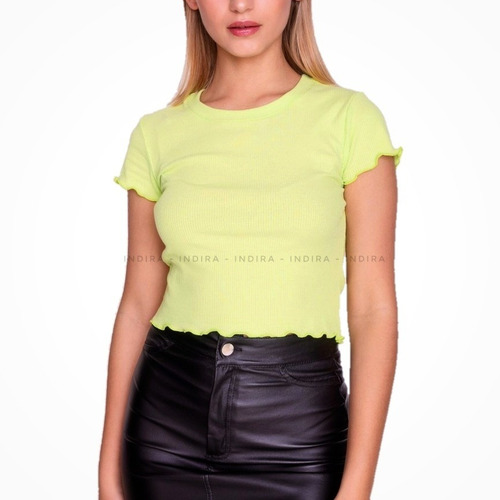 Imagen 6 de 6 de Crop Top Puperas Remera Mujer Manga Corta Liso Basico Morley