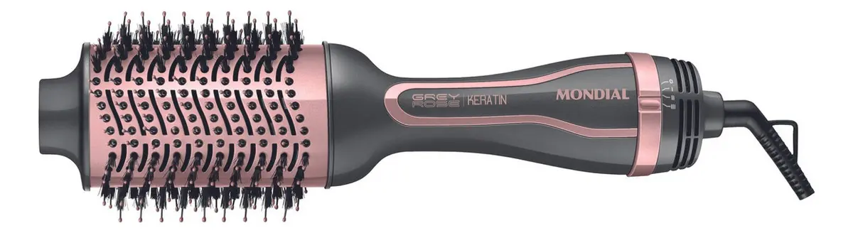 Escova Secadora Mondial Grey Rose Keratin Es-11 Cinza/rosa