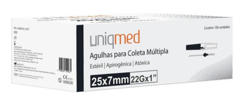 Kit 400un Agulha Para Coleta Multipla 25x7mm 22g Uniqmed