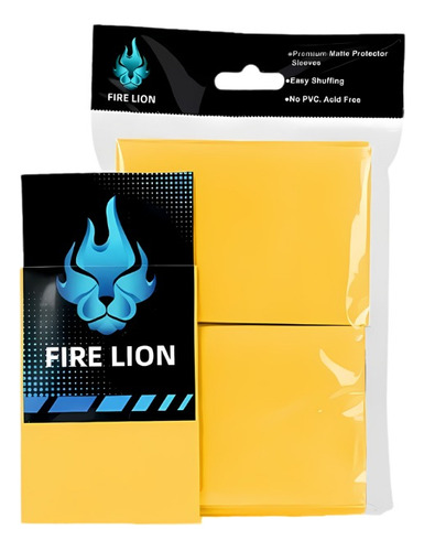 Fire Lion: Premium Yellow Matte - 100 Sleeves P/ Cartas Tcg
