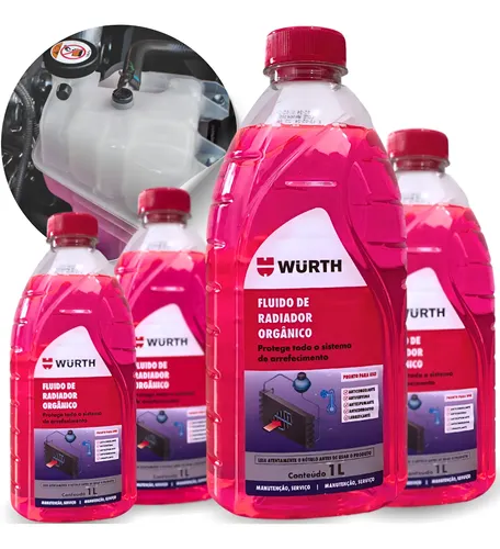 Kit 04 Aditivo Arrefecimento Radiador Wurth Fluido Organico Rosa