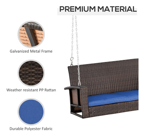Banco Colgante De Mimbre Para 2 Personas, Silla De Columpio