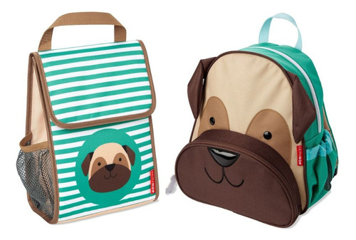 Kit Mochila + Lancheira Cachorro Pug Skip Hop