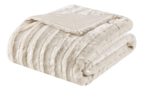 Madison Park Duke Luxury Long Faux Fur Throw Ivory 50*60 Pre