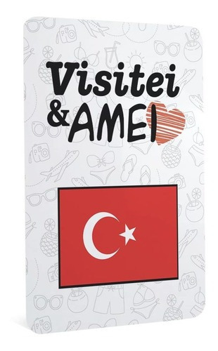 Quadro De Metal Bandeira Turquia Visitei E Amei Viagem