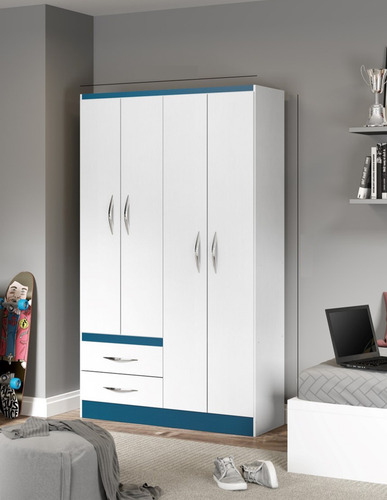 Imagen 5 de 6 de Mueble Ropero Blanco Multicolor 4 Puertas Modelo 2074.01