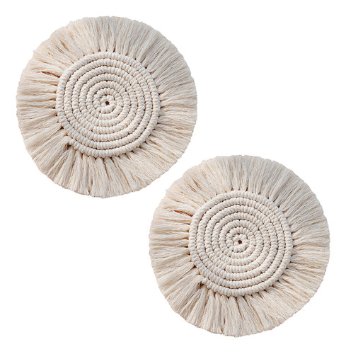 Posavasos Tejido A Mano Con Borlas De Estilo Bohemio