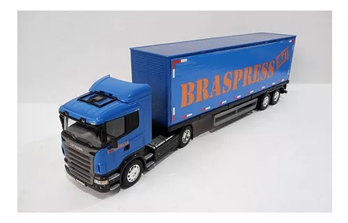 1:32 Caminhão Metal Scania Braspress Carreta Barateirominis