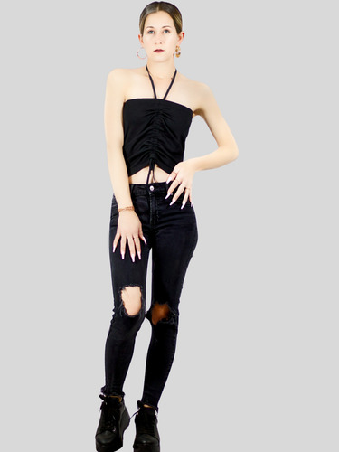 Set De 2 Blusas De Tirante Para Mujer Crop Top Stretch Canal