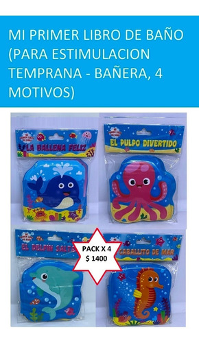 Col. Mi 1er Libro De Baño-pack X 4- Para Bañera-estimulacion