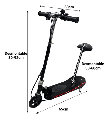 Scooter Patín Infantil Eléctrico Con Asiento Y Led 12km/h