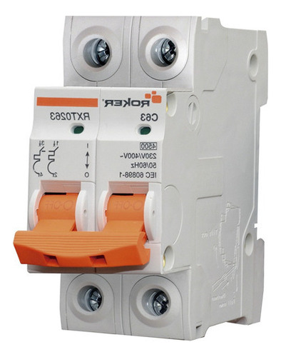 Llave Termica Bipolar Termomagnetica Roker 4.5ka Voltaje Nominal 400v Color Blanco Corriente Nominal 32 A