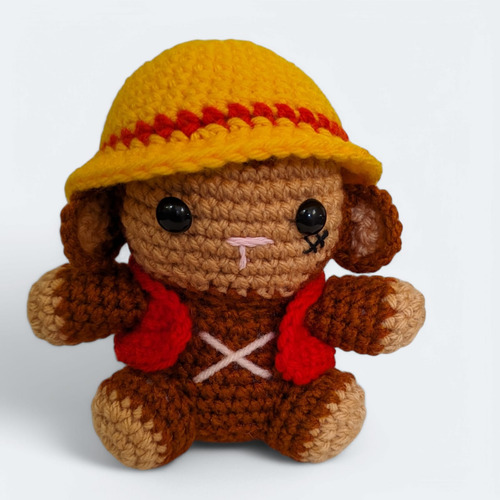 Monkey D. Luffy Mono Peluche Amigurumi One Piece Marrón