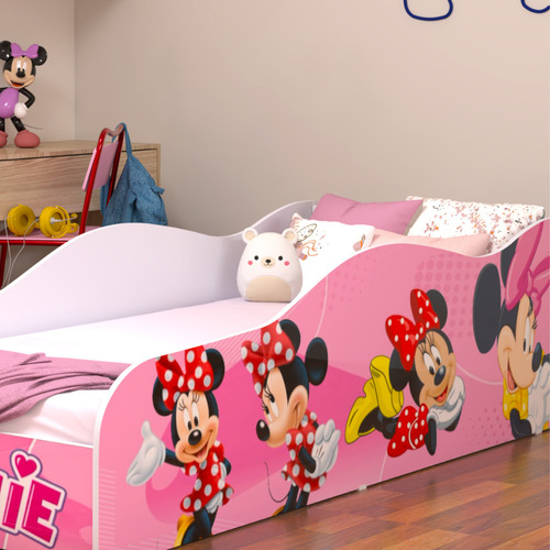 Cama Infantil Minnie Montessoriana Com Colchão Juvenil Incluso Lbx Móveis