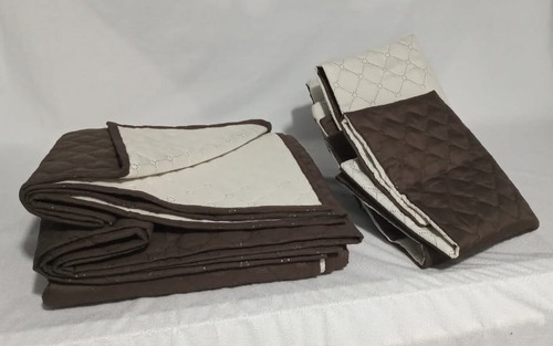 Imagen 2 de 2 de Comforter Café Líneas Beige Microfibra Queen
