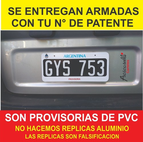 Imagen 4 de 6 de Patentes Moto Provisorias De Pvc Con Envío Gratis