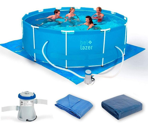 Piscina Armacao 10.000l Com Bomba, Lona, Capa Belfix