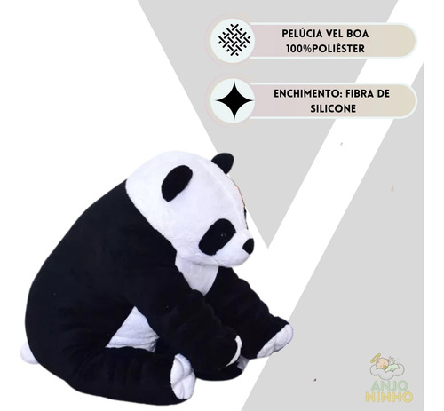 Panda De Pelúcia Urso 50cm Bebê Almofada Antialérgico Grande