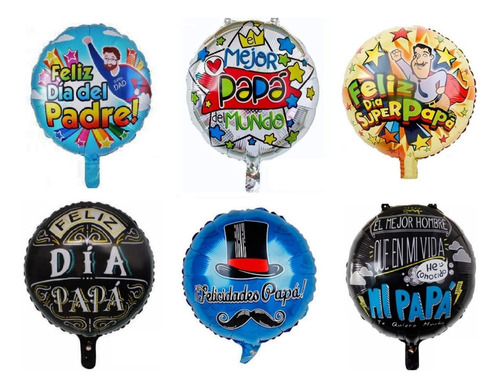 12 Globos Metálicos Sin Varillas Día Del Padre Papá 45 Cm