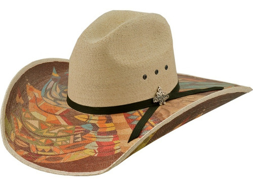 Sombrero Vaquero De Palma Estampado Indio 30x Bull Ranch