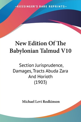 Libro New Edition Of The Babylonian Talmud V10: Section J...