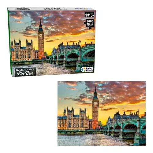 Quebra Cabeça 1000 Peças Big Ben Londres Quadro Paisagens - Papelaria Roveda