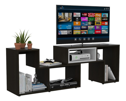 Rack Extensible Tv 40 + Biblioteca Cubo + Arrimo - Wengue