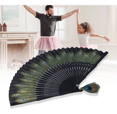 Leque Dobrável, Leque De Osso Preto, Leque De Mão Com