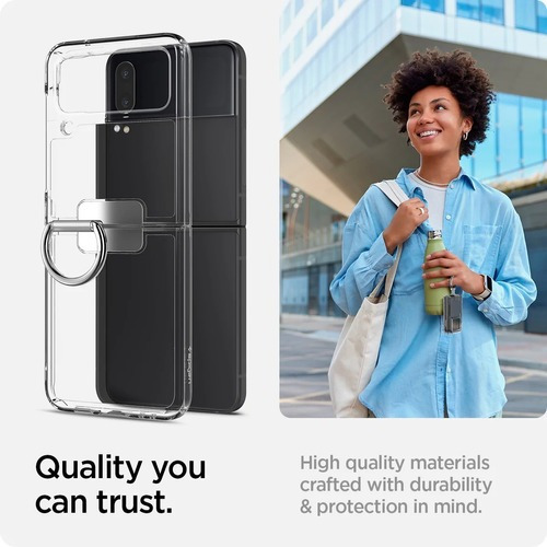 Imagen 7 de 9 de Funda Para Samsung Z Flip 4 Spigen Thin Fit Ring Transparente