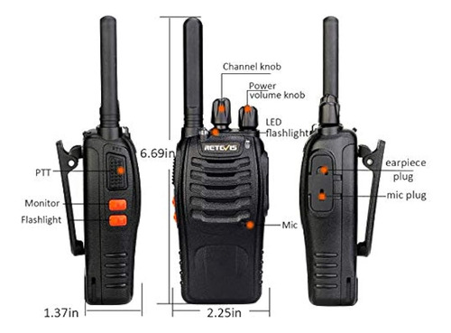 Retevis H-777 Radios De 2 Vías Uhf De Largo Alcance 16ch Wal