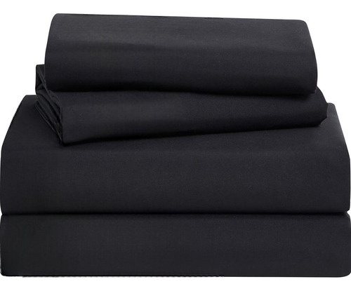 Sábanas Hoteleras Buenas Twin Size 600 H Plazas 1 1/2 Onix Negro Liso