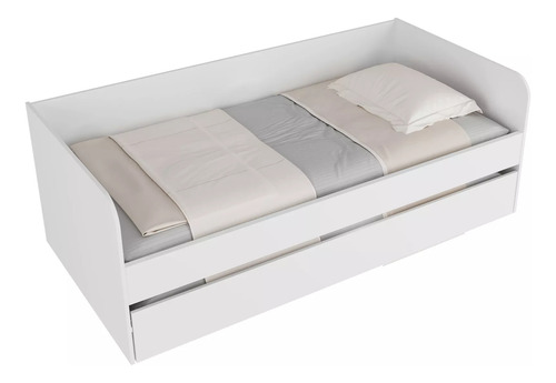 Cama 1 Plaza Minimalista Nido Con Auxiliar Marrón Litera Individual Auxiliar