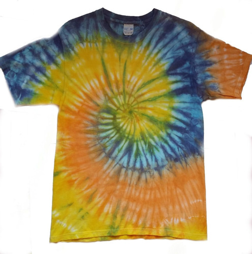 Playera De Moda Tie Dye Azul Naranja Unisex 