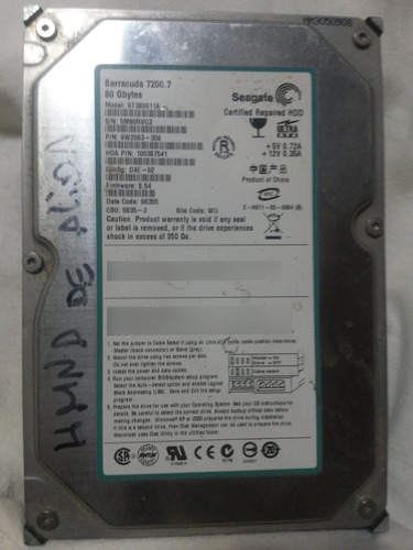 Disco Duro Ide 80gb - 3.5  Seagate