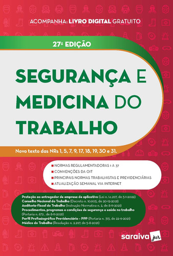 Segurança e Medicina do Trabalho - 27ª edição 2022, de a Saraiva. Editora Saraiva Educação S. A., capa mole em português, 2022