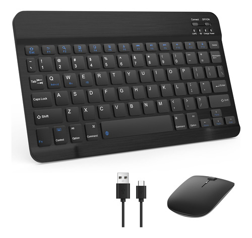 Combo Teclado Mouse Bluetooth Inalambrico Diseño Qwerty 10 