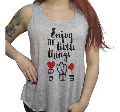 Musculosa Acampanada Frase Enjoy The Little Things