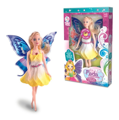 Boneca Fada Encantada Tipo Barbie Musical Com Asas Luz E Som