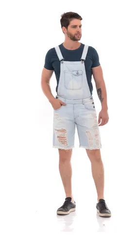 Jardineira Curta Masculina Shorts Suspens rio Parcelamento sem juros