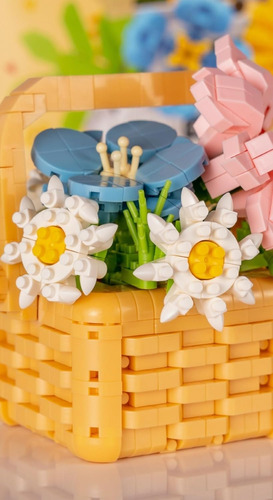 Juego De Mini Bloques De Construcción De Flores, Ladrillos D