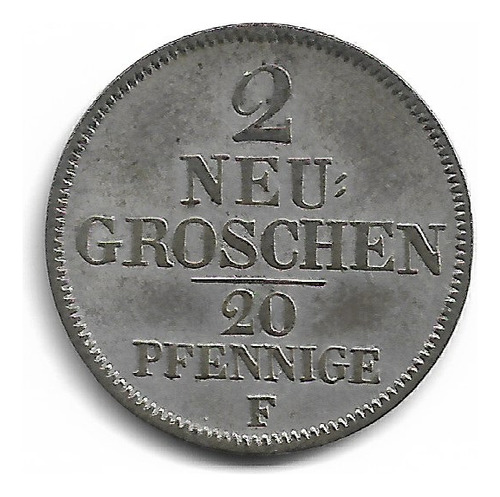 Alemania-sajonia 2 Nev Groschen 1849 Plata Km# 1116  Exc-