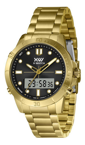 Relógio X-watch Masculino Xmgsa012 P1kx Dourado Anadigi