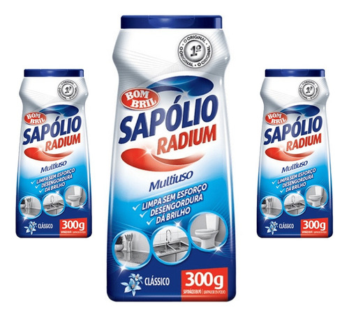 Saponáceo Sapólio Radium Pó 300ml Bombril Kit 3