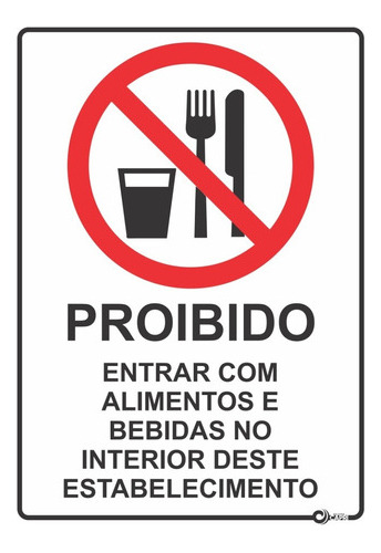Kit 5 Placas Adesivas Proibido Entrar Com Alimentos