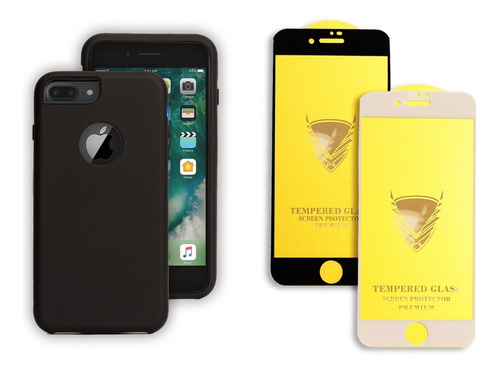 Funda Case Uso Rudo Para iPhone +2 Micas Protectoras Premium