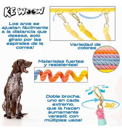 Correa Nube 2.3 M Multiusos 2 Broches Collar Y Placa Mediano