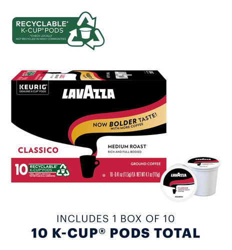 Lavazza Cápsulas K-cup® Classico, 10 Unidades 6-pk